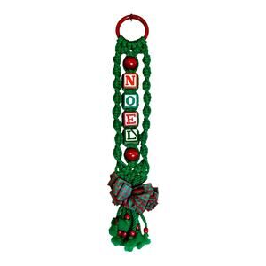 Vintage 1970s Handmade Macrame Christmas Door or Wall Hanging NOEL Blocks 20.5"